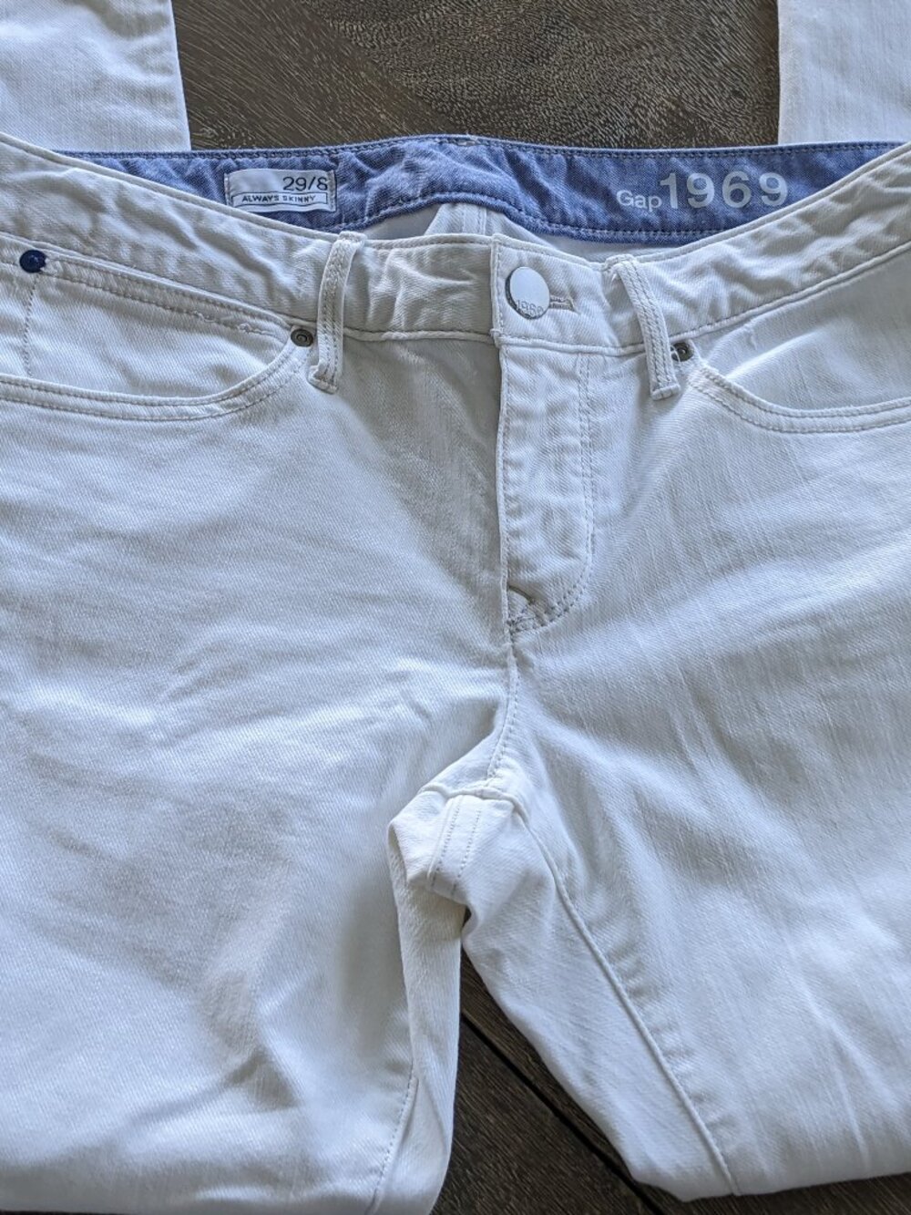 Gap 1969 White Denim Jeans, Style Always Skinny, Crop, 5 Pocket Jeans Size 29/8